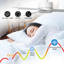 Carregar imagem no visualizador da galeria, 52" DC Motor 3 Blades Modern Downrod Mount Ceiling Fan
