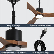 Carregar imagem no visualizador da galeria, 42 Inch Patio Guard IP65 Outdoor DC Motor Black Modern Hanging Buckle Downrod Ceiling Fan with Light