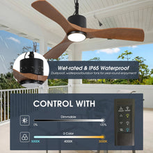 Carregar imagem no visualizador da galeria, 42 Inch Patio Guard IP65 Outdoor DC Motor Black Modern Hanging Buckle Downrod Ceiling Fan with Light