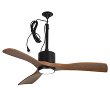 Carregar imagem no visualizador da galeria, 42 Inch Patio Guard IP65 Outdoor DC Motor Black Modern Hanging Buckle Downrod Ceiling Fan with Light