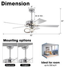 Carregar imagem no visualizador da galeria, 52 Inch Oregon DC Motor Modern Downrod Ceiling Fan with LED Light