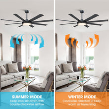 Carregar imagem no visualizador da galeria, 60" Industrial DC Motor Downrod Mount Ceiling Fan with Lighting and Remote Control