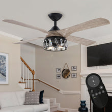 Carregar imagem no visualizador da galeria, 52" Tata Nagar Farmhouse Downrod Mount Reversible Crystal Ceiling Fan with Lighting and Remote Control