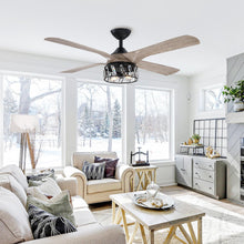 Carregar imagem no visualizador da galeria, 52" Tata Nagar Farmhouse Downrod Mount Reversible Crystal Ceiling Fan with Lighting and Remote Control