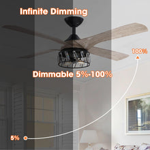Carregar imagem no visualizador da galeria, 52" Tata Nagar Farmhouse Downrod Mount Reversible Crystal Ceiling Fan with Lighting and Remote Control