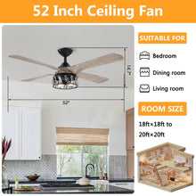 Carregar imagem no visualizador da galeria, 52" Tata Nagar Farmhouse Downrod Mount Reversible Crystal Ceiling Fan with Lighting and Remote Control