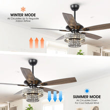 Carregar imagem no visualizador da galeria, 52" Howell Modern Downrod Mount Reversible Crystal Ceiling Fan with Lighting and Remote Control