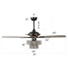 Carregar imagem no visualizador da galeria, 52" Howell Modern Downrod Mount Reversible Crystal Ceiling Fan with Lighting and Remote Control
