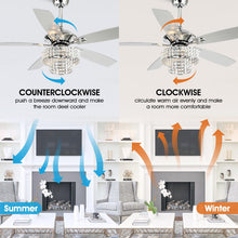 Carregar imagem no visualizador da galeria, 52" Howell Modern Downrod Mount Reversible Crystal Ceiling Fan with Lighting and Remote Control