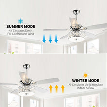 Carregar imagem no visualizador da galeria, 52" Tibuh Modern Downrod Mount Reversible Crystal Ceiling Fan with Lighting and Remote Control
