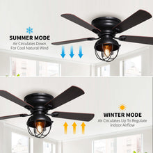 Carregar imagem no visualizador da galeria, 42" Traditional Flush Mount Reversible Ceiling Fan with Lighting and Remote Control