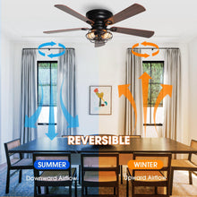 Carregar imagem no visualizador da galeria, 48" Ummuhan Industrial Flush Mount Ceiling Fan with Lighting