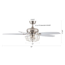 Carregar imagem no visualizador da galeria, 52" Kyla Industrial Brushed Nickel Reversible Caged Ceiling Fan with Lighting