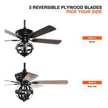 Carregar imagem no visualizador da galeria, 52" Wilburton Industrial Downrod Mount Reversible Ceiling Fan with Lighting and Remote Control