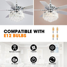 Carregar imagem no visualizador da galeria, 52" Elkton Modern Reversible Crystal Fandelier with Lighting and Remote Control