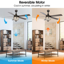 Carregar imagem no visualizador da galeria, 52" Varanasi Traditional Downrod Mount Ceiling Fan with Lighting and Remote Control