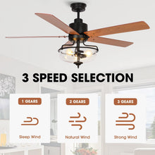 Carregar imagem no visualizador da galeria, 52" Mumbai Industrial Downrod Mount Reversible Ceiling Fan with Lighting and Remote Control