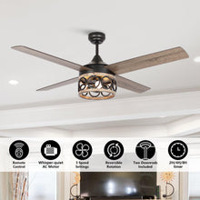 Carregar imagem no visualizador da galeria, 52" Kashmir Farmhouse Downrod Mount Reversible Ceiling Fan with Lighting and Remote Control