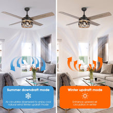 Carregar imagem no visualizador da galeria, 52" Kashmir Farmhouse Downrod Mount Reversible Ceiling Fan with Lighting and Remote Control