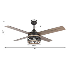 Carregar imagem no visualizador da galeria, 52" Kashmir Farmhouse Downrod Mount Reversible Ceiling Fan with Lighting and Remote Control