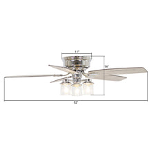Carregar imagem no visualizador da galeria, 52" Bangatore Traditional Chrome Flush Mount Reversible Ceiling Fan with Lighting and Remote Control