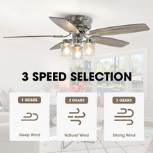 Carregar imagem no visualizador da galeria, 52" Bangatore Traditional Chrome Flush Mount Reversible Ceiling Fan with Lighting and Remote Control