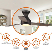 Carregar imagem no visualizador da galeria, 48" Beckette Farmhouse Flush Mount Reversible Ceiling Fan with Lighting and Remote Control