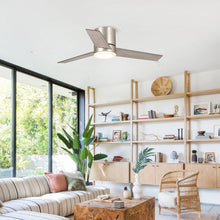 Carregar imagem no visualizador da galeria, 48" Satin Nickel Flush Mount Low Profile Ceiling Fan with LED Lighting