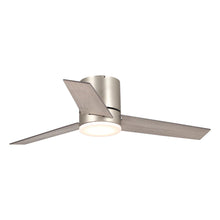 Carregar imagem no visualizador da galeria, 48" Satin Nickel Flush Mount Low Profile Ceiling Fan with LED Lighting