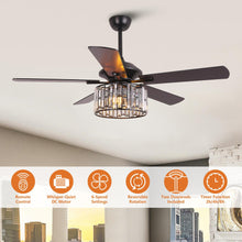 Carregar imagem no visualizador da galeria, 52" Dicken Modern Downrod Mount Reversible Crystal Ceiling Fan with Lighting and Remote Control
