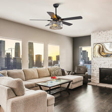 Carregar imagem no visualizador da galeria, 52" Dicken Modern Downrod Mount Reversible Crystal Ceiling Fan with Lighting and Remote Control