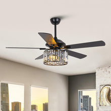 Carregar imagem no visualizador da galeria, 52" Dicken Modern Downrod Mount Reversible Crystal Ceiling Fan with Lighting and Remote Control