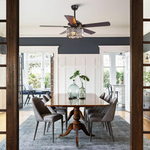 Carregar imagem no visualizador da galeria, 52" Dicken Modern Downrod Mount Reversible Crystal Ceiling Fan with Lighting and Remote Control