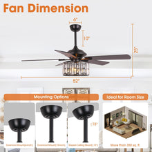 Carregar imagem no visualizador da galeria, 52" Dicken Modern Downrod Mount Reversible Crystal Ceiling Fan with Lighting and Remote Control