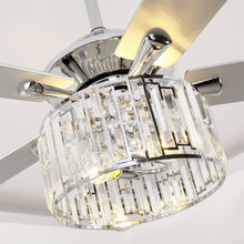 Carregar imagem no visualizador da galeria, 52" Dicken Modern Downrod Mount Reversible Crystal Ceiling Fan with Lighting and Remote Control