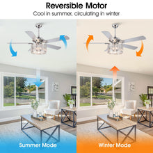 Carregar imagem no visualizador da galeria, 52" Dicken Modern Downrod Mount Reversible Crystal Ceiling Fan with Lighting and Remote Control