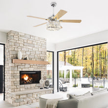 Carregar imagem no visualizador da galeria, 52" Dicken Modern Downrod Mount Reversible Crystal Ceiling Fan with Lighting and Remote Control