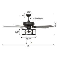 Carregar imagem no visualizador da galeria, 52" Urbana Downrod Mount Reversible Industrial Ceiling Fan with Lighting and Pull Chain