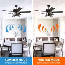 Carregar imagem no visualizador da galeria, 52" Urbana Downrod Mount Reversible Industrial Ceiling Fan with Lighting and Pull Chain