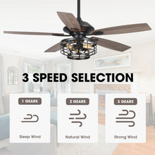 Carregar imagem no visualizador da galeria, 52" Paquette Industrial Downrod Mount Reversible Ceiling Fan with Lighting and Remote Control