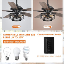 Carregar imagem no visualizador da galeria, 52" Paquette Industrial Downrod Mount Reversible Ceiling Fan with Lighting and Remote Control