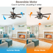 Carregar imagem no visualizador da galeria, 52" Paquette Industrial Downrod Mount Reversible Ceiling Fan with Lighting and Remote Control