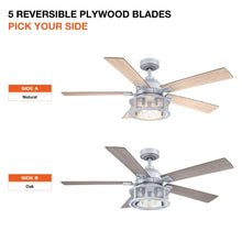 Carregar imagem no visualizador da galeria, 52" Lucknow Industrial Black Reversible Ceiling Fan with Lighting and Remote Control