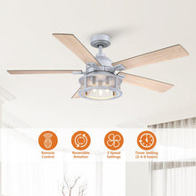 Carregar imagem no visualizador da galeria, 52" Lucknow Industrial Black Reversible Ceiling Fan with Lighting and Remote Control