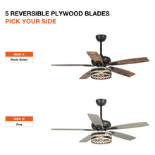 Carregar imagem no visualizador da galeria, 52" Hyderabad-Secunderabad Farmhouse Downrod Mount Reversible Ceiling Fan with Lighting and Remote Control
