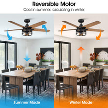 Carregar imagem no visualizador da galeria, 52" Kolkata Industrial Downrod Mount Reversible Ceiling Fan with Lighting and Remote Control