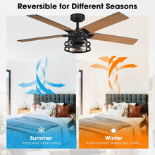 Carregar imagem no visualizador da galeria, 52" Prayag Industrial Downrod Mount Reversible Ceiling Fan with Lighting and Remote Control
