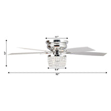 Carregar imagem no visualizador da galeria, 52" Panipat Modern Chrome Flush Mount Reversible Crystal Ceiling Fan with Lighting and Remote Control