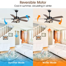Carregar imagem no visualizador da galeria, 52" Coimbatore Farmhouse Downrod Mount Reversible Ceiling Fan with Lighting and Remote Control