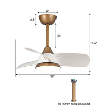 Carregar imagem no visualizador da galeria, 28" Modern DC Motor Downrod Mount Reversible Ceiling Fan with LED Lighting and Remote Control